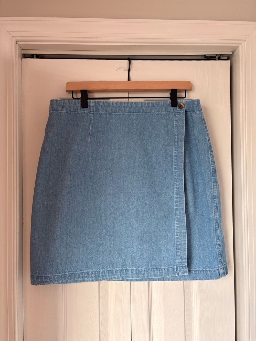 Vintage L.L. Bean 100% Cotton Light Wash Denim Wrap Skirt